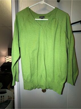 Torrid V-Neck Sweater in Bright Green